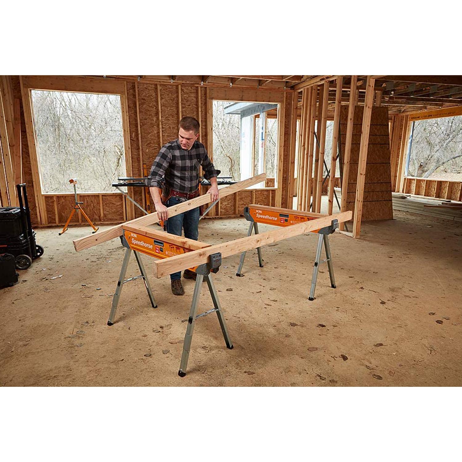 30 in. H Steel Speedhorse Sawhorse with Auto Release Legs (2-Pack)
