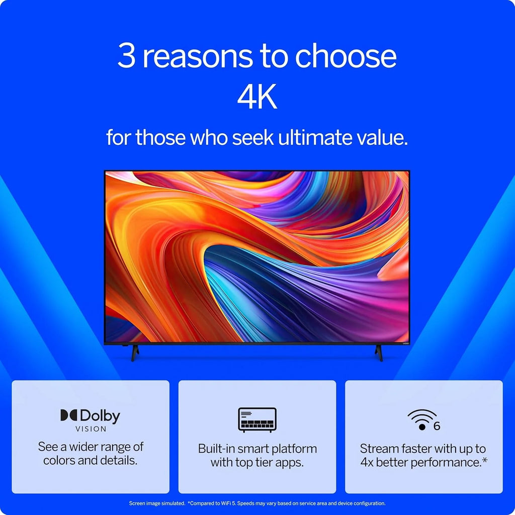 VIZIO 50��� 4K HDR Smart TV, Dolby Vision HDR/HDR10+, WiFi 6 �C (Refurbished)