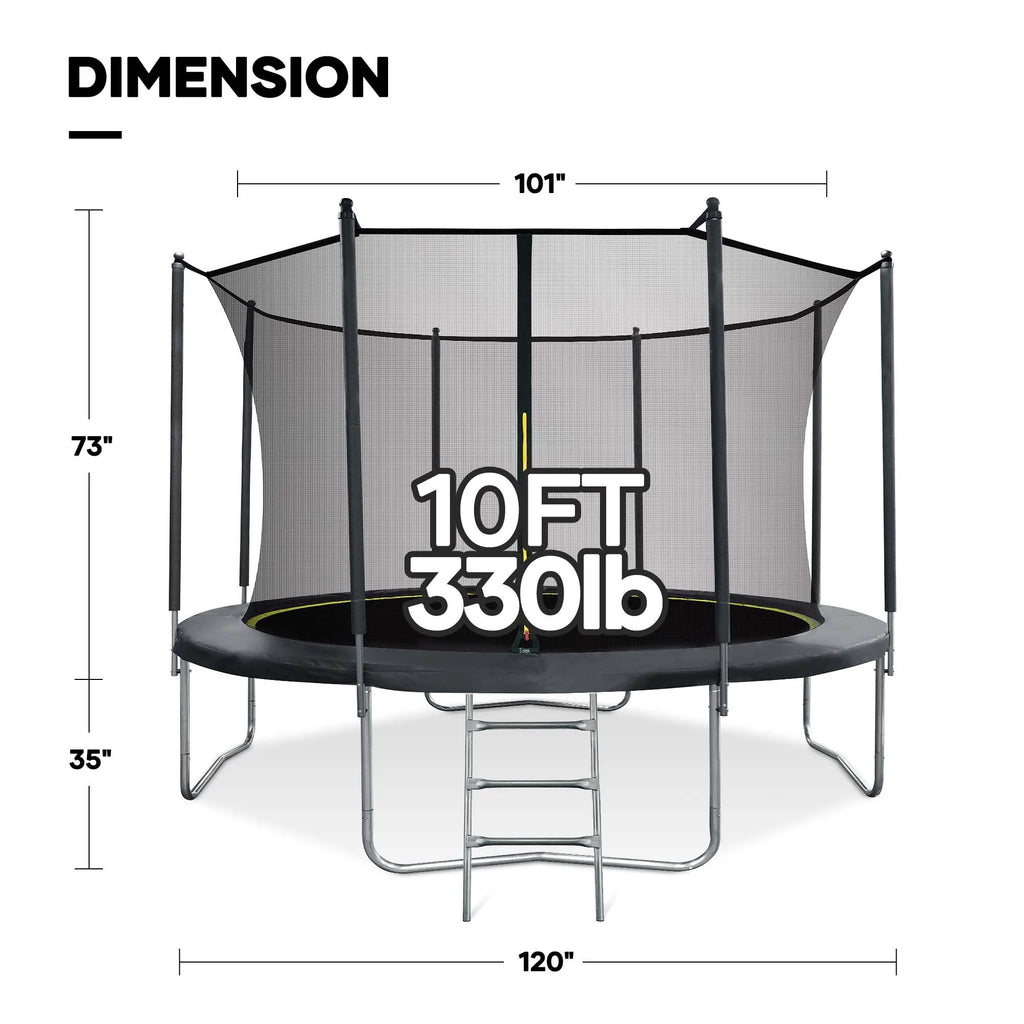MARNUR 8FT Trampoline for Kids Trampoline with Enclosure Net, Ladder, Wind Stakes, Outdoor 330lbs Weight Capacity
