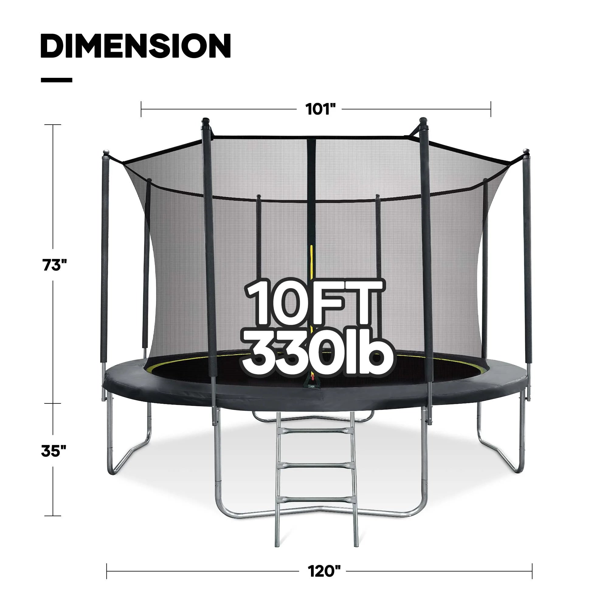 MARNUR 8FT Trampoline for Kids Trampoline with Enclosure Net, Ladder, Wind Stakes, Outdoor 330lbs Weight Capacity