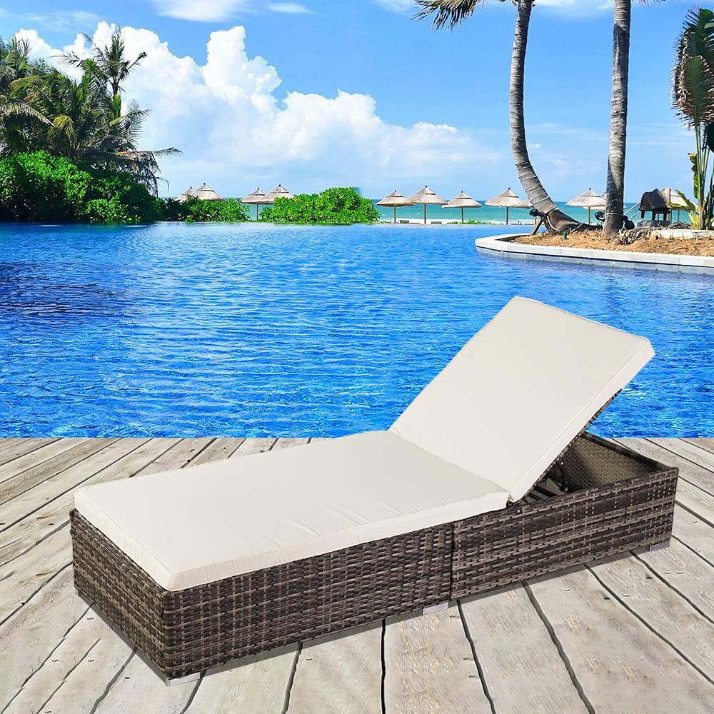 GoDecor Outdoor Wicker Rattan Sunloungers Recliner Sun Bed Lounger Pool Garden