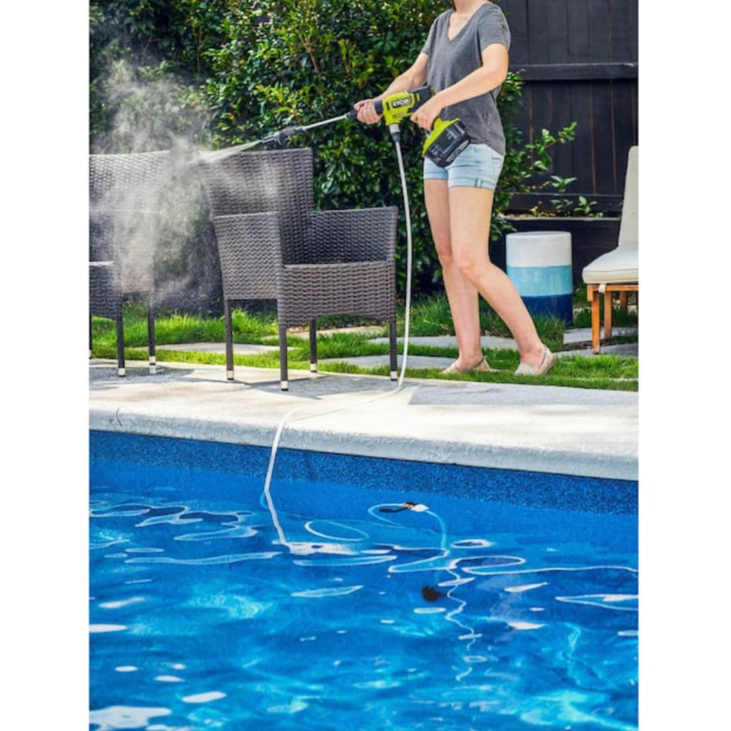 Ryobi ONE+ HP 600 PSI at 0.7 GPM 18V Cordless Electric Cold water Power Cleaner, 20 ft. Siphon Hose