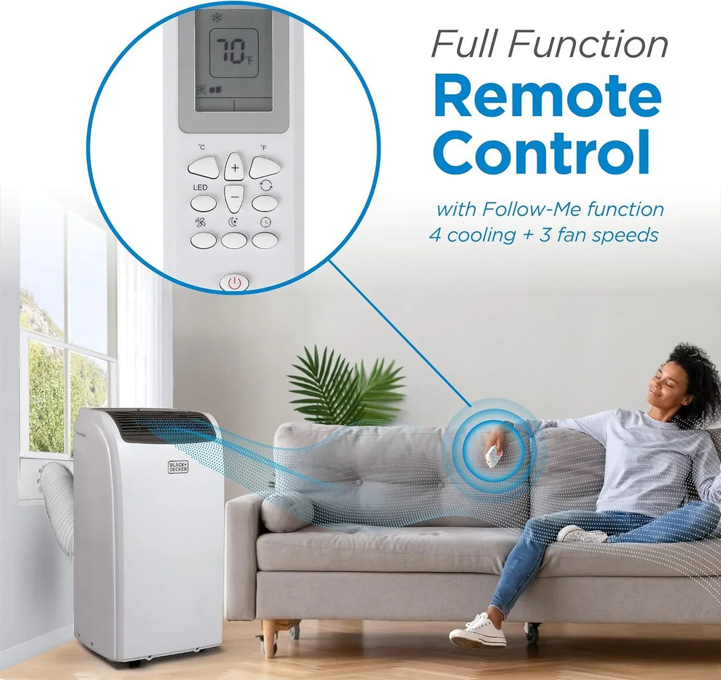 BLACK+DECKER 10,000 BTU Portable Air Conditioner for Rooms up to 450 Sq with Remote Control