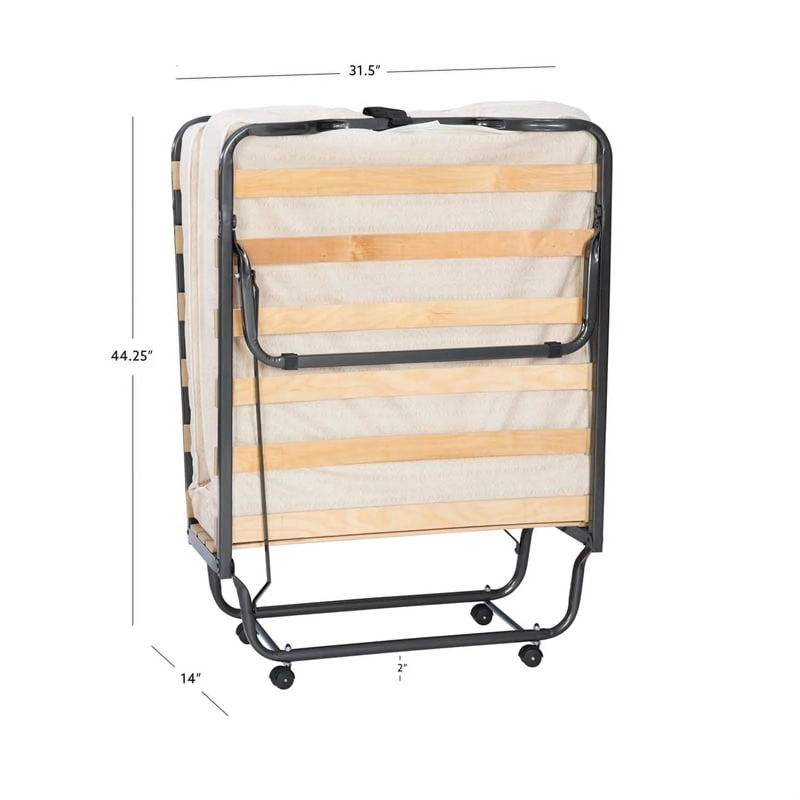 Riverbay Furniture Metal Folding Bed with Memory Foam Mattress in Beige