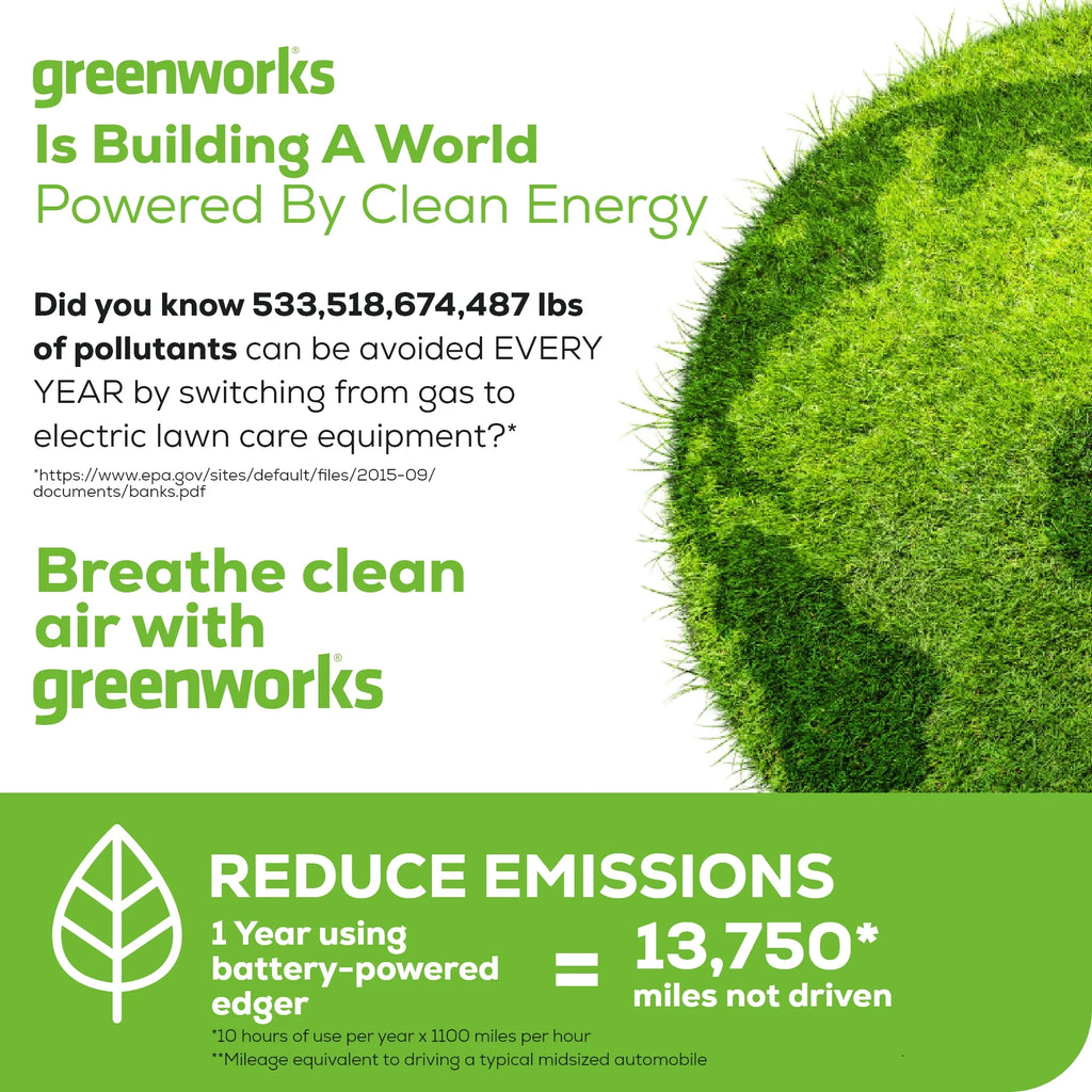 Greenworks 60V 8" Brushless Cordless Edger, 2.0 Ah Battery and Charger Included