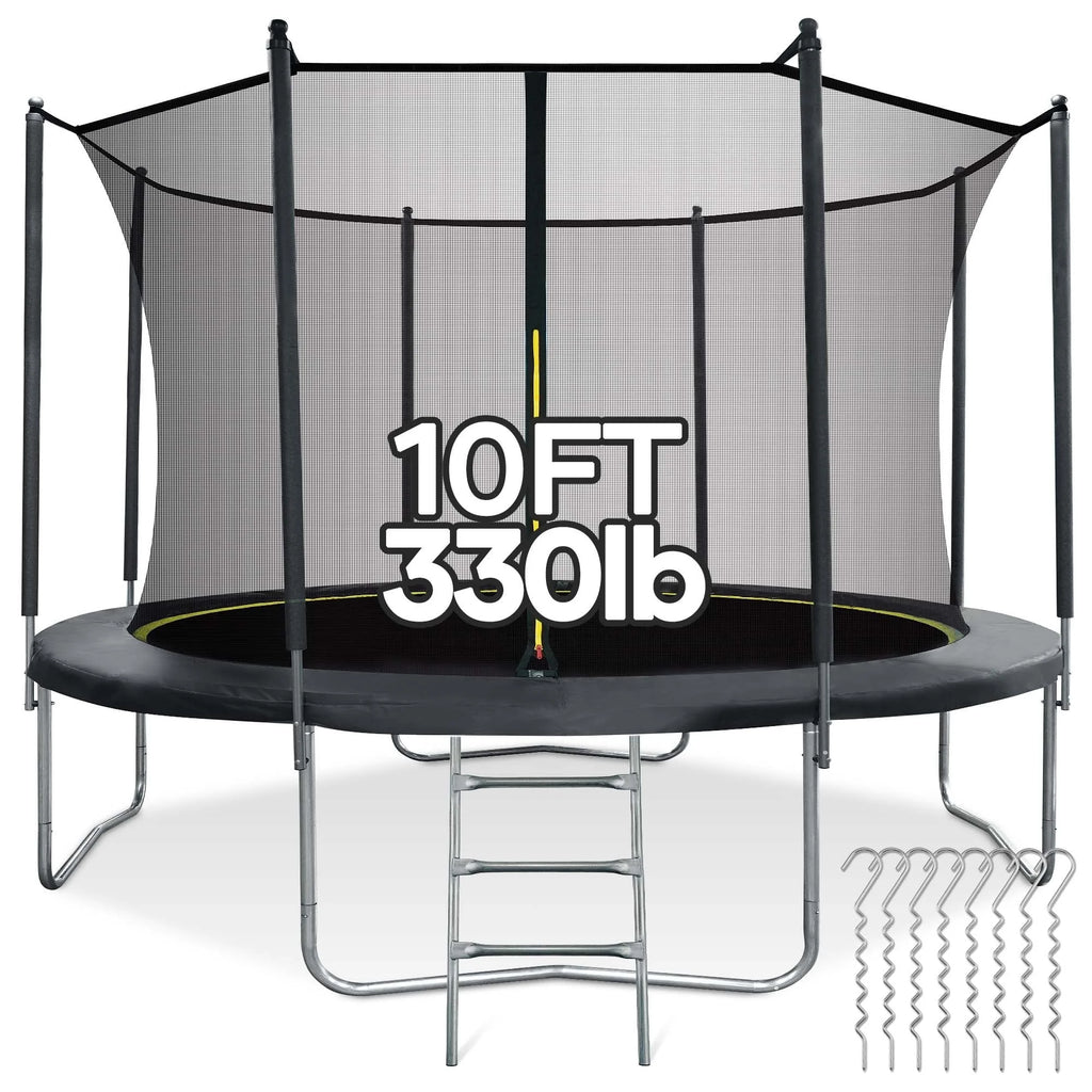 MARNUR 8FT Trampoline for Kids Trampoline with Enclosure Net, Ladder, Wind Stakes, Outdoor 330lbs Weight Capacity