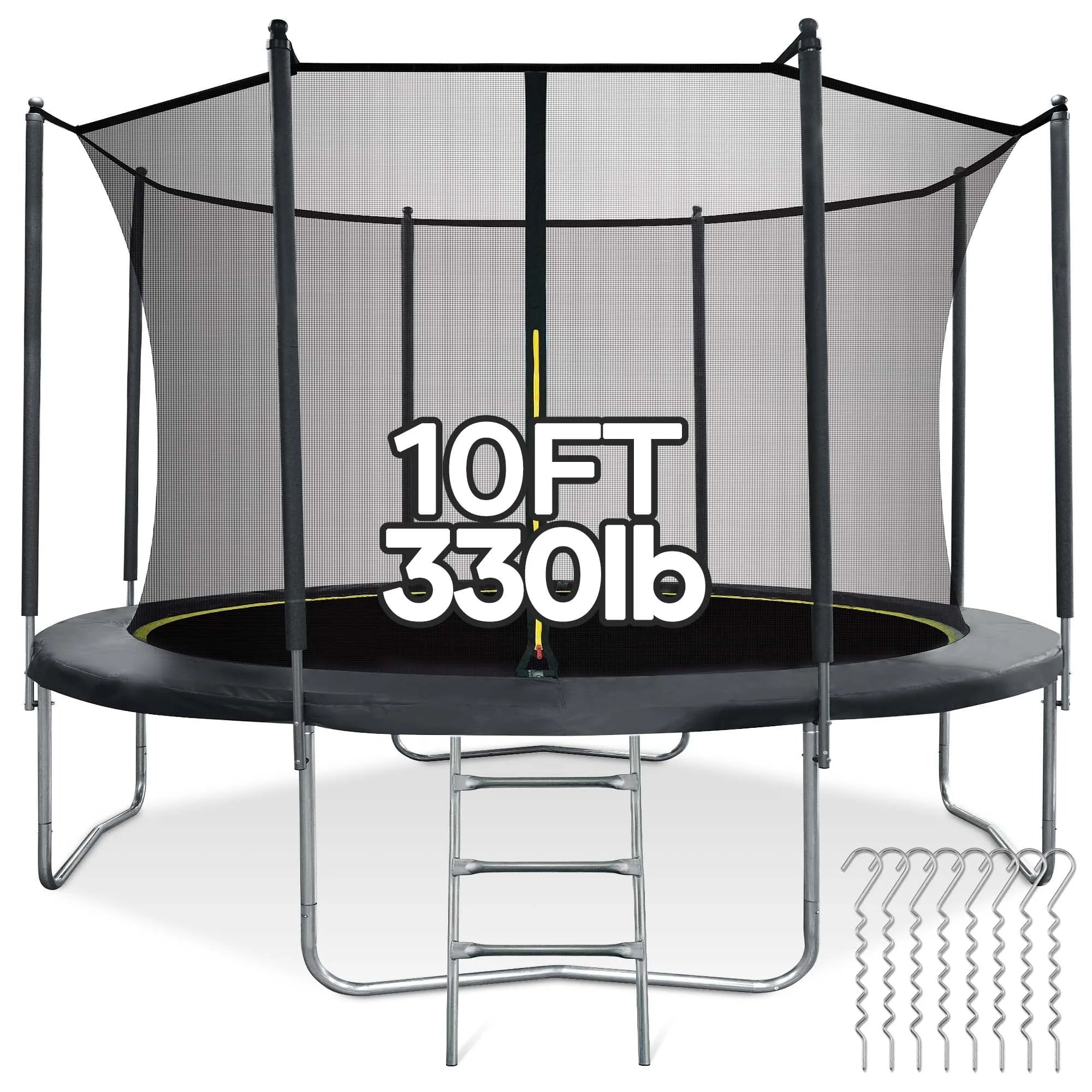 MARNUR 8FT Trampoline for Kids Trampoline with Enclosure Net, Ladder, Wind Stakes, Outdoor 330lbs Weight Capacity
