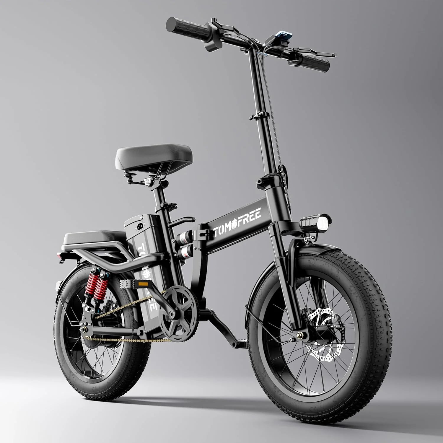 T1 Electric Bike for Adults 1200W Motor, 31MPH, 48V 20AH Folding E-Bike,16 * 3" Tire Mountain Snow Bike LED Display 330lbs Load Capacity - Tomofree Black