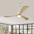 52" Ceiling Fan with Lights Remote Control,Quiet DC Motor 3 Blade Ceiling Fans 6 Speed Levels,Reversible Ceiling Fan, for Patio Living Room, Bedroom, Office,Indoor.(Matte Black +Black Walnut )