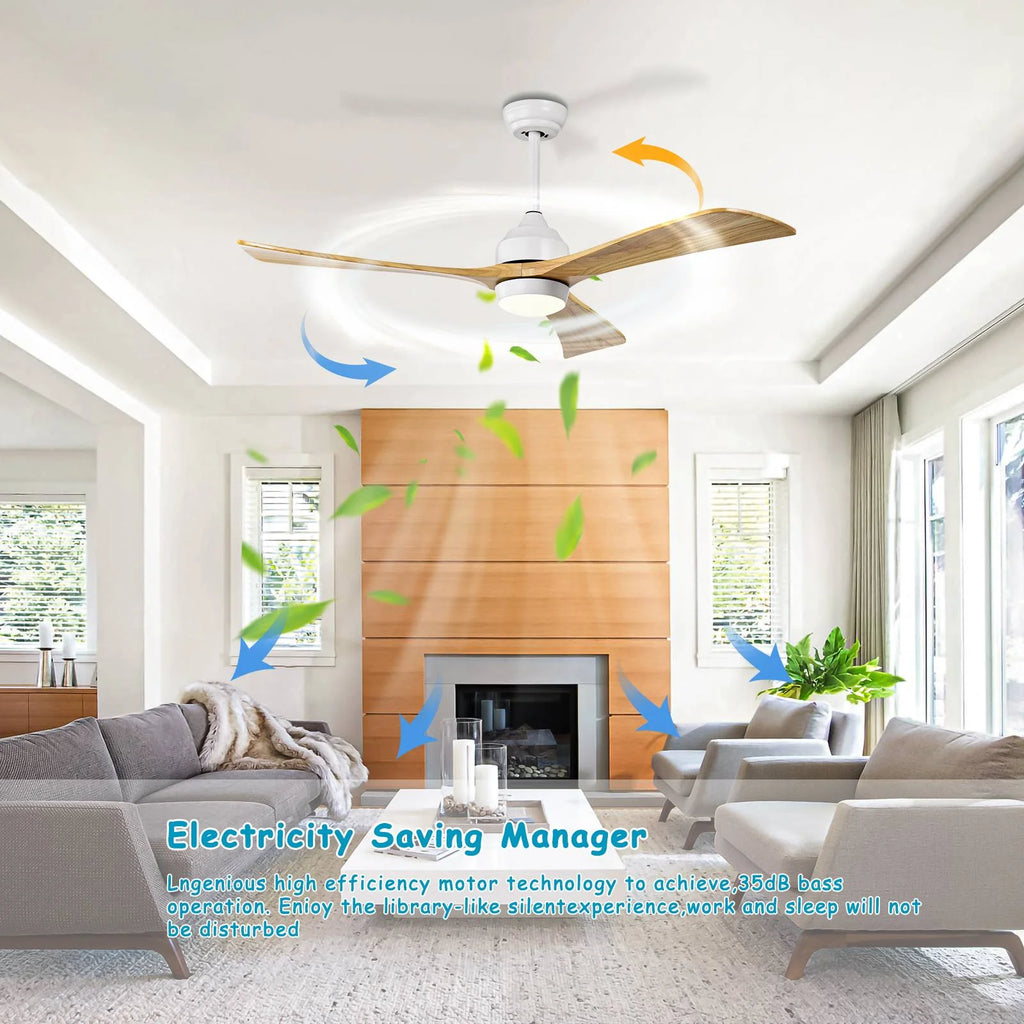 52" Ceiling Fan with Lights Remote Control,Quiet DC Motor 3 Blade Ceiling Fans 6 Speed Levels,Reversible Ceiling Fan, for Patio Living Room, Bedroom, Office,Indoor.(Matte Black +Black Walnut )