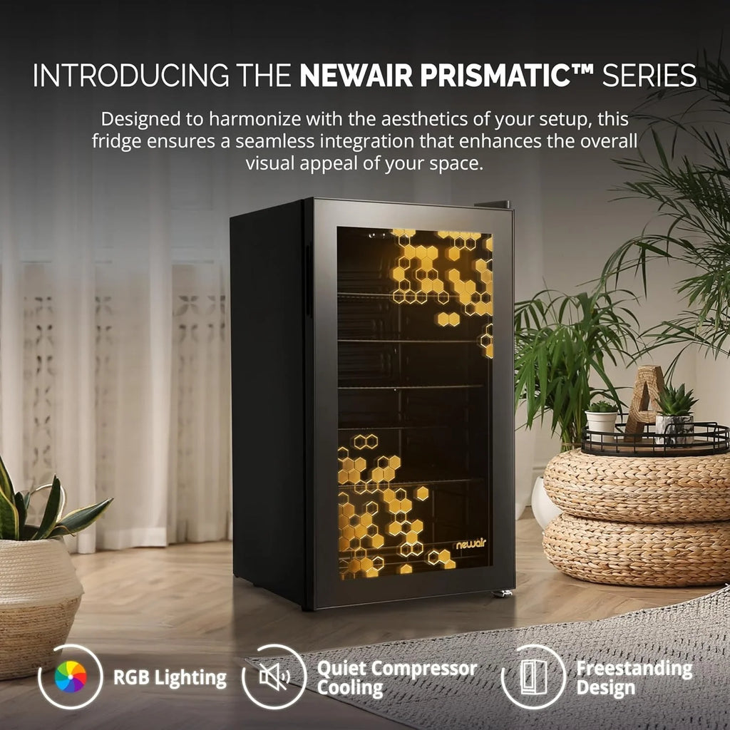 Beverage Refrigerator Cooler | 126 Cans Free Standing with Right Hinge Glass Door | Mini Fridge Beverage Organizer Perfect For Beer, Wine, Soda, And Cooler Drinks