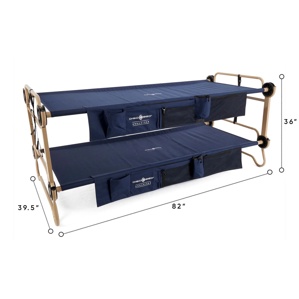 Disc-O-Bed XL Cam-O-Bunk Benchable Double Cot with Storage Organizers, Navy