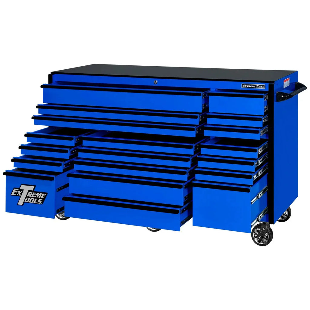 Extreme Tools RX250 Series 72-inch x 30-inch Rolling Cart �C 19 Drawers �C 250 lb Drawer Slides