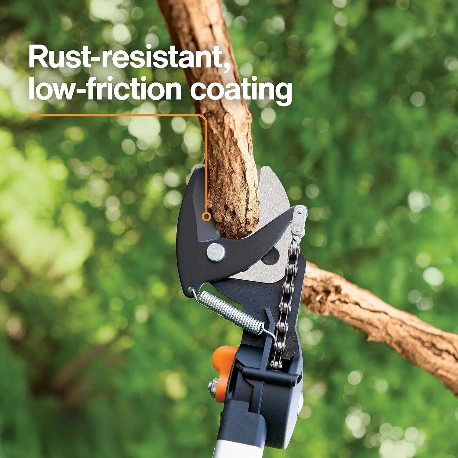 2-in-1 Extendable Tree Pruner and Pole Saw (Extends 7.9 - 12 feet) with Rotating Head, Pruning Stik Model with15-Inch Double-Grind Saw Blade, and Double Locking System