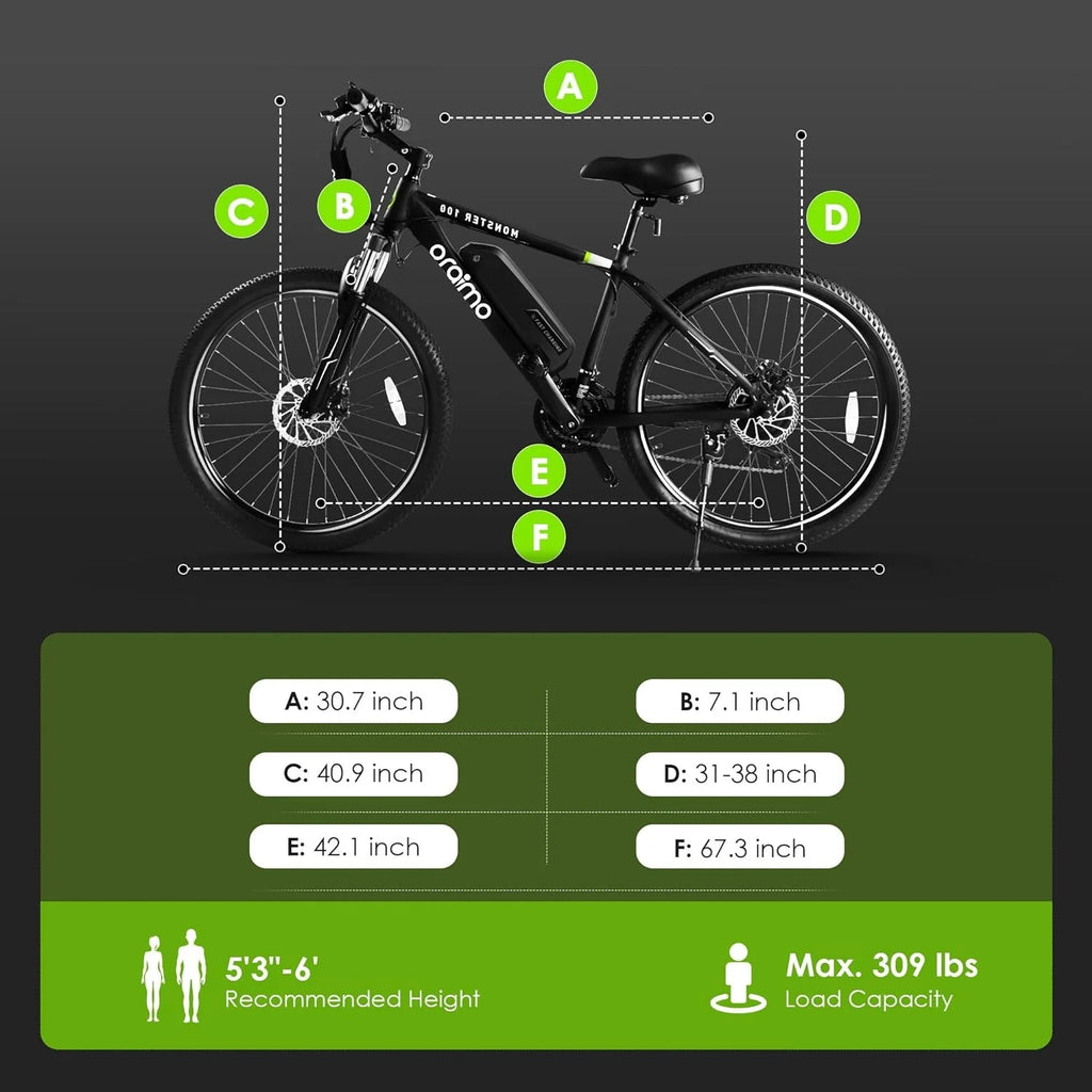 Adult Electric Bike, 350W BAFANG Motor (500W Peak), 4A 3H Fast Charging, 468Wh Li-Ion Battery, 21 Speed Gears, Air Saddle, 45 Miles 20 MPH 26" Mountain Bike Electric Bike, ANSI/CAN/UL2849 Compliant