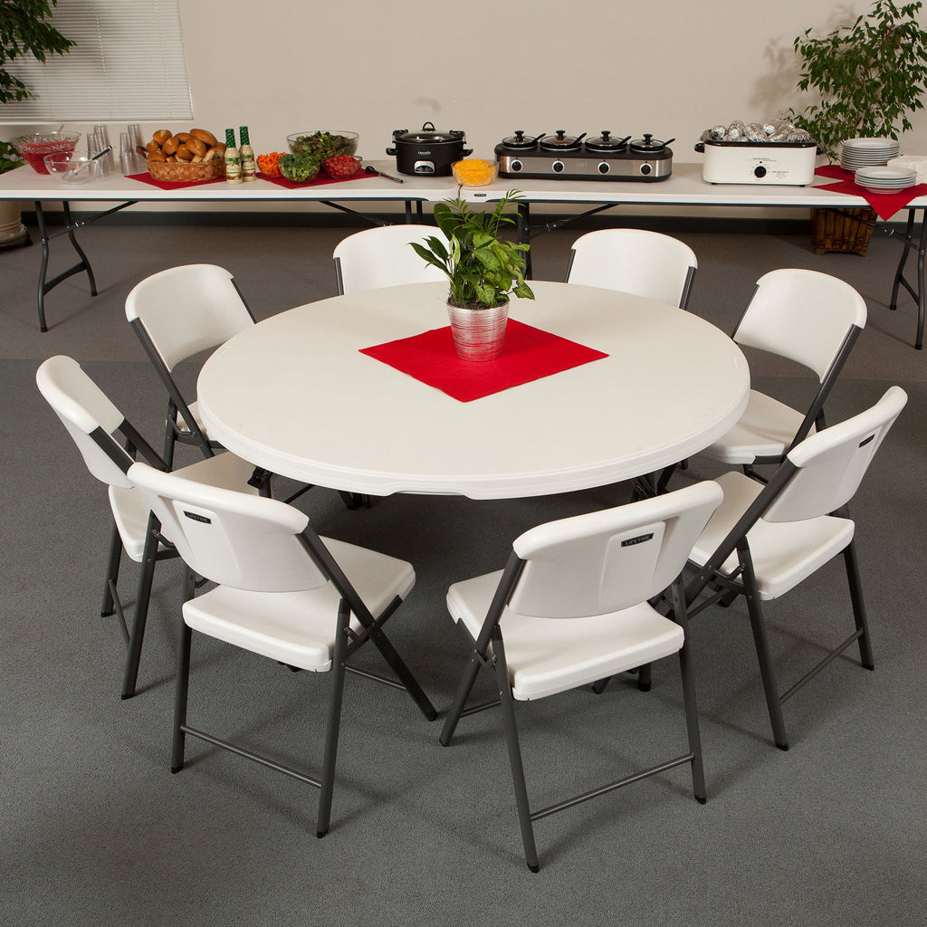 Lifetime 60 inch Round Folding Table, Indoor/Outdoor Commercial Grade, Almond (280435)