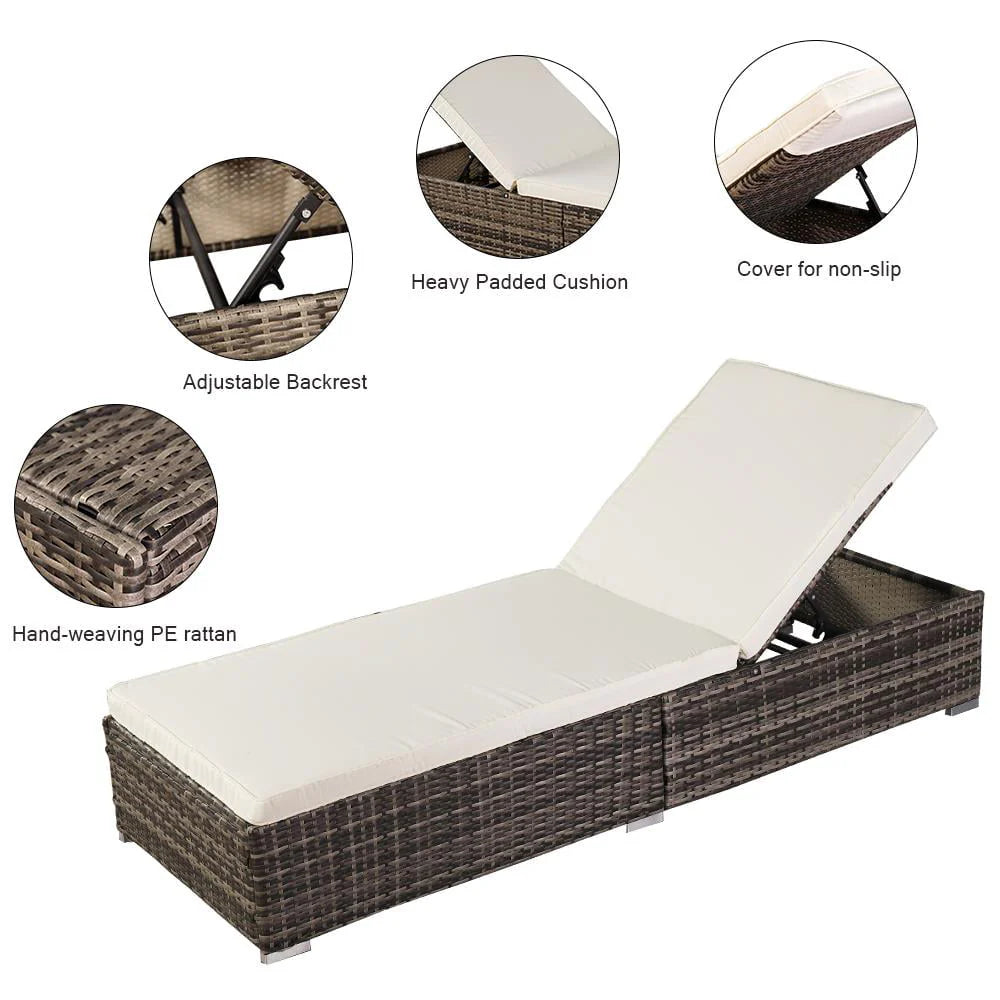 GoDecor Outdoor Wicker Rattan Sunloungers Recliner Sun Bed Lounger Pool Garden
