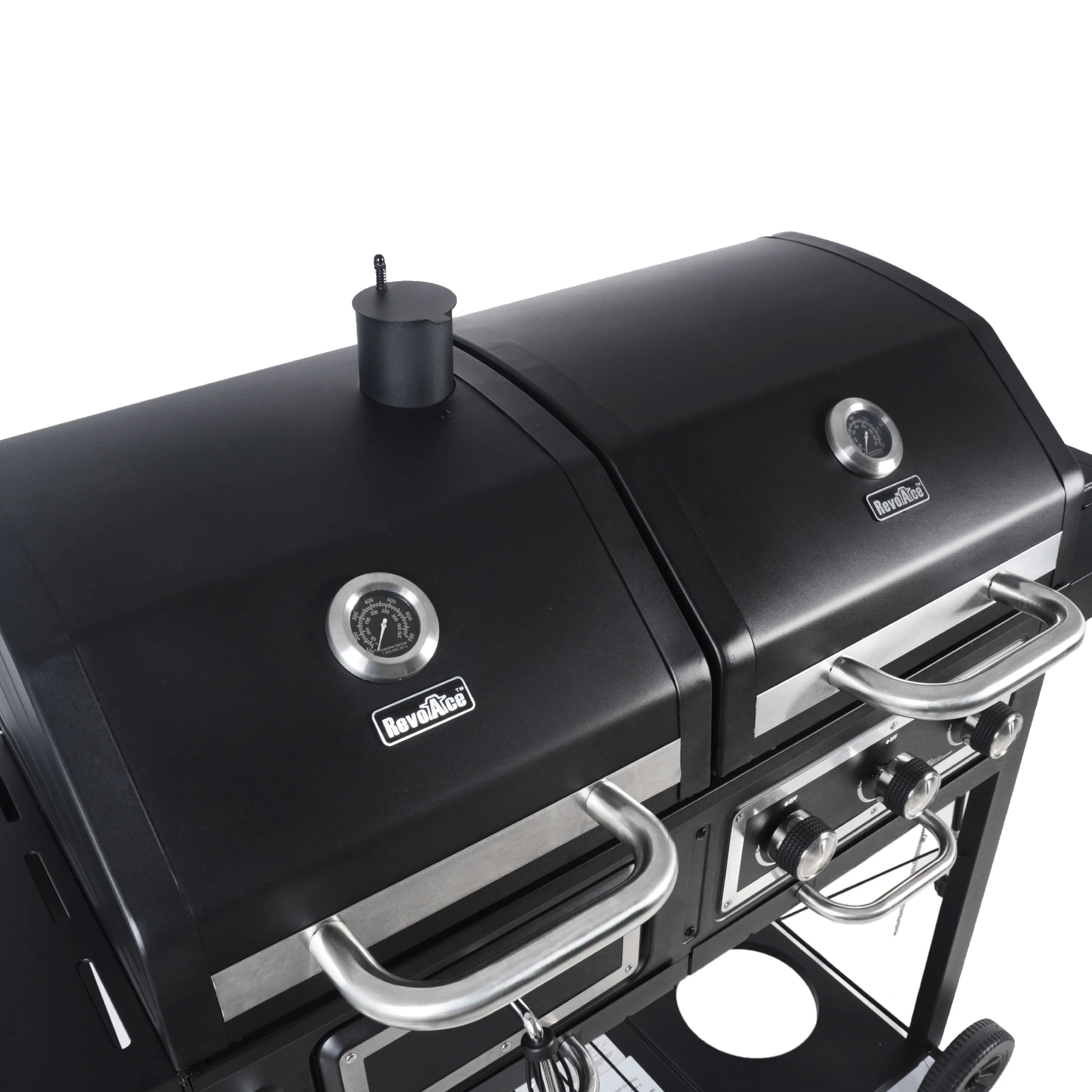 Dual Fuel Gas & Charcoal Combo Grill, Black with Stainless