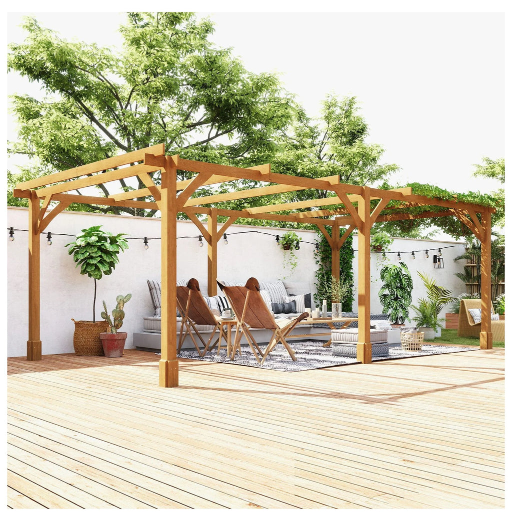 20x10ft Wood Pergola, Outdoor Gazebo Grape Trellis - Dark Brown