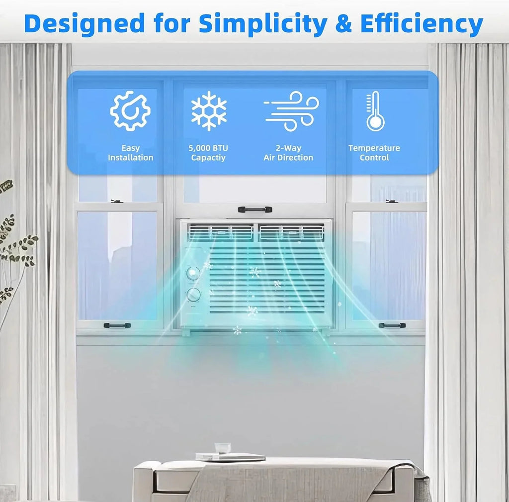 Antarctic Star 12,000 BTU U-shaped window air conditioner, cools rooms up to 550 square feet with 6 modes, 24-hour timer, ultra-quiet window air conditioner