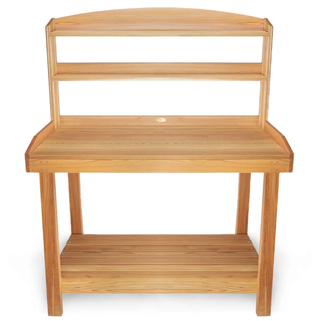 All Things Cedar Deluxe Potting Bench, Outdoor Garden Workstation Table