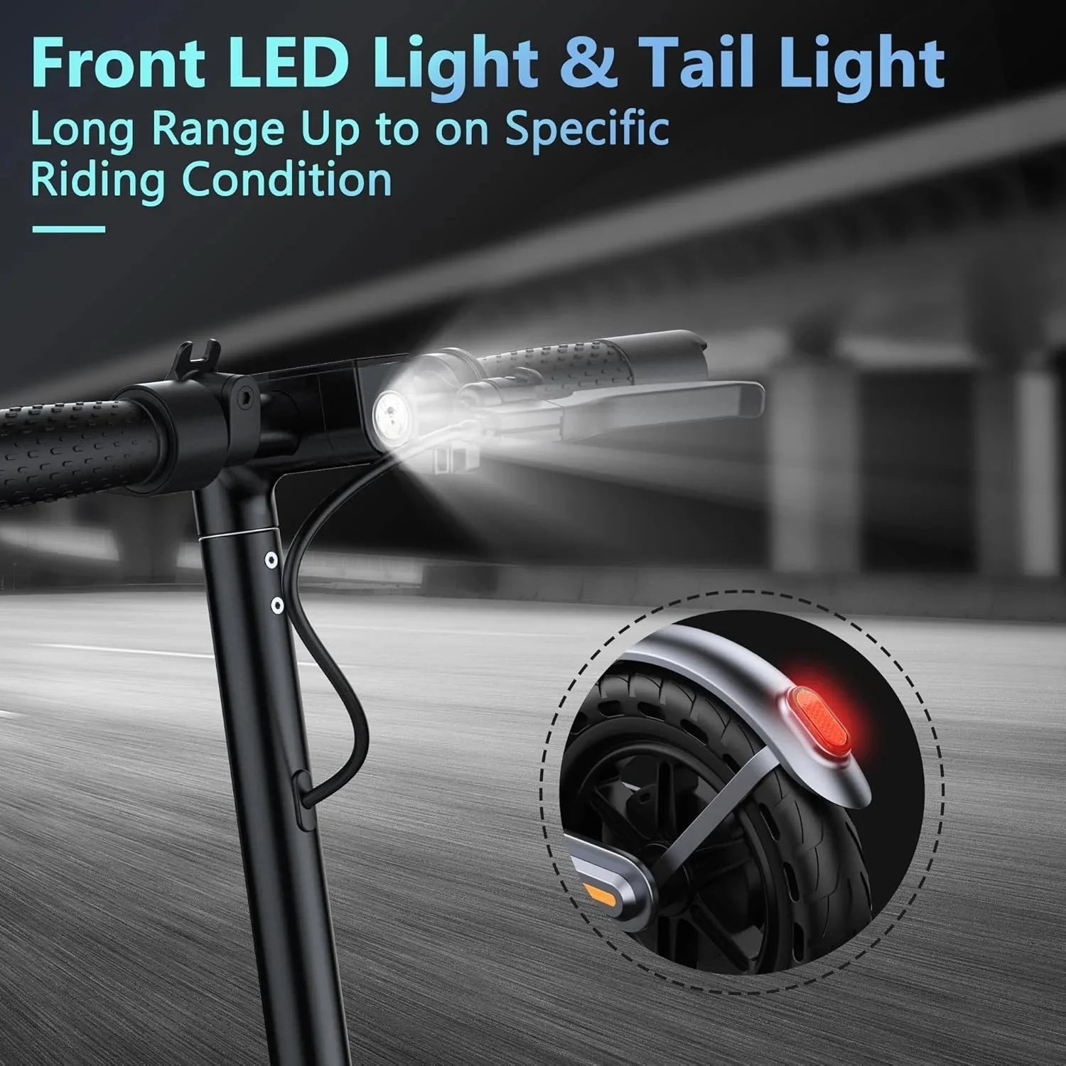 Electric scooter, 350W/500W powerful motor, 8.5"/10" solid rubber tires, 19/22 mph, 28/21/12 mile range, dual brakes