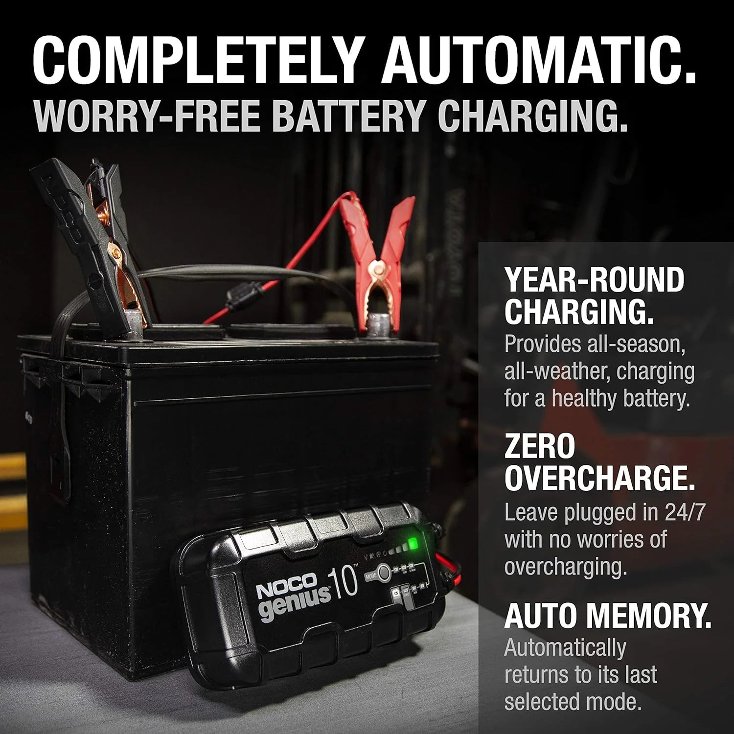 NOCO GENIUS10: 10A 6V/12V Smart Battery Charger, Maintainer and Desulfator