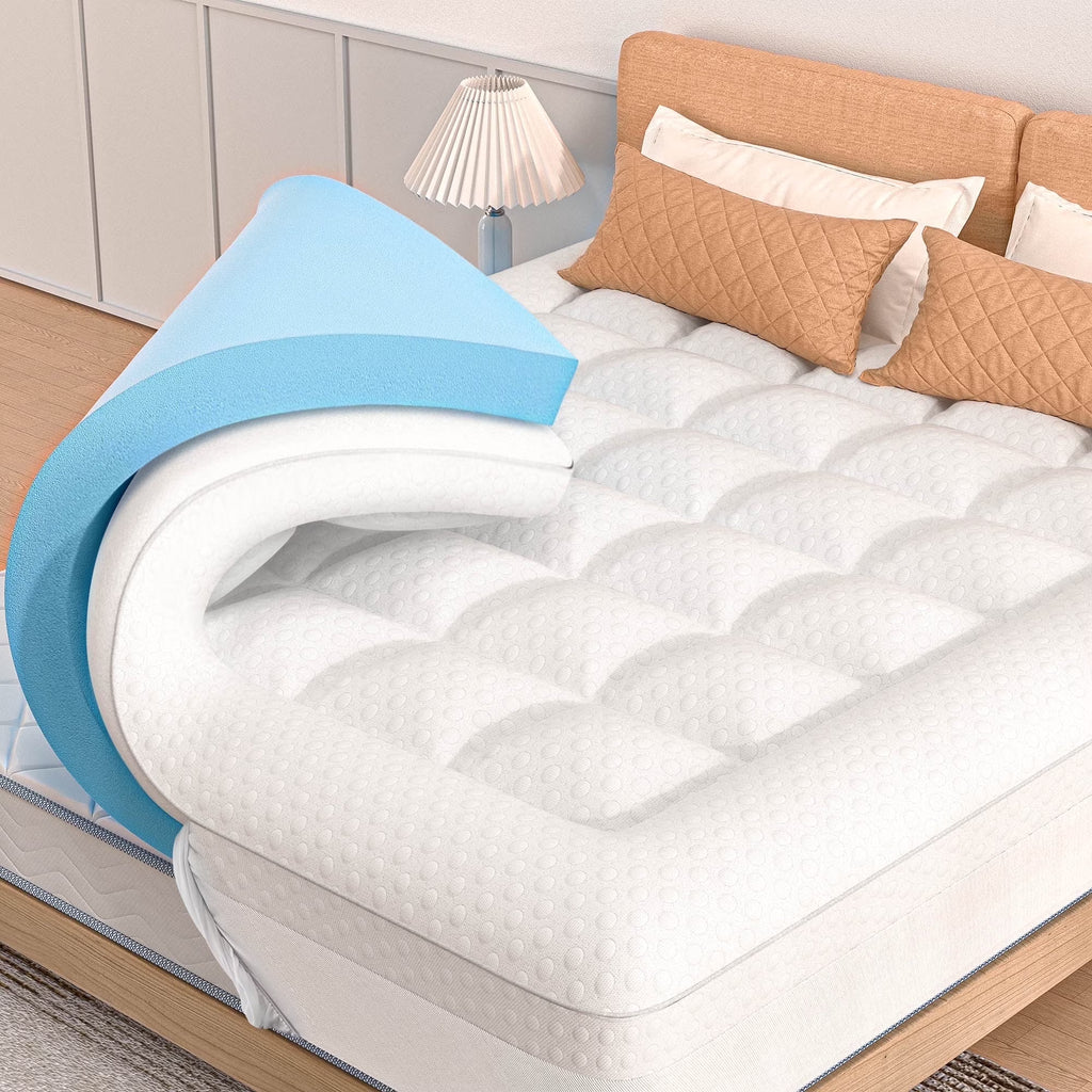 COOLHUT 4-Inch Dual Layer Gel Memory Foam Mattress King Size, 2-Inch Cooling Gel Memory Foam Plus 2-Inch 100% 400TC Ultra Thick Soft Mattress Pillow Cover, Cool Comfort, Breathable Pressure Reduction