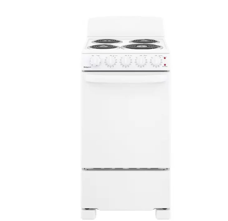 20-inch electric oven with 4 cooking zones, freestanding, in white