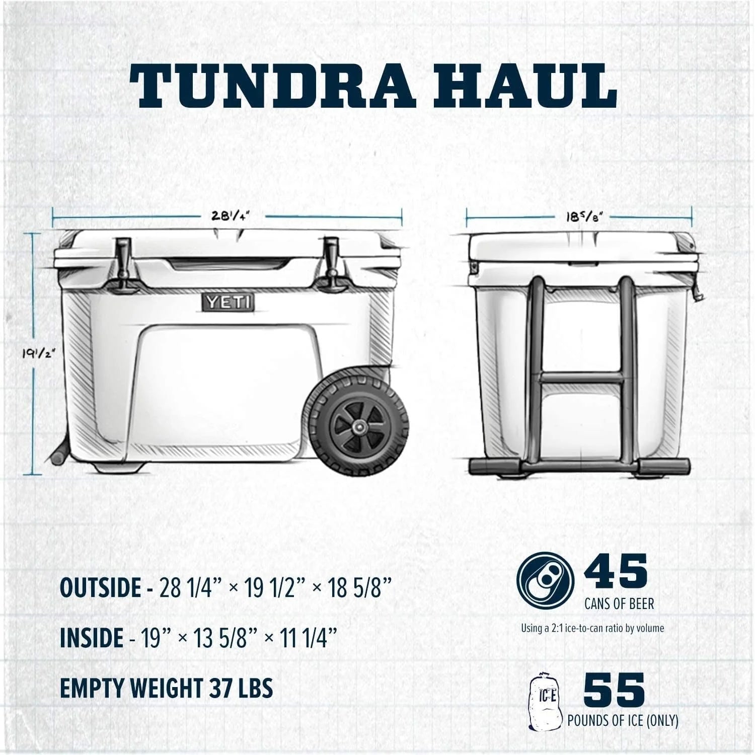 YETI Tundra Haul Cooler Box with Wheels, Navy Blue