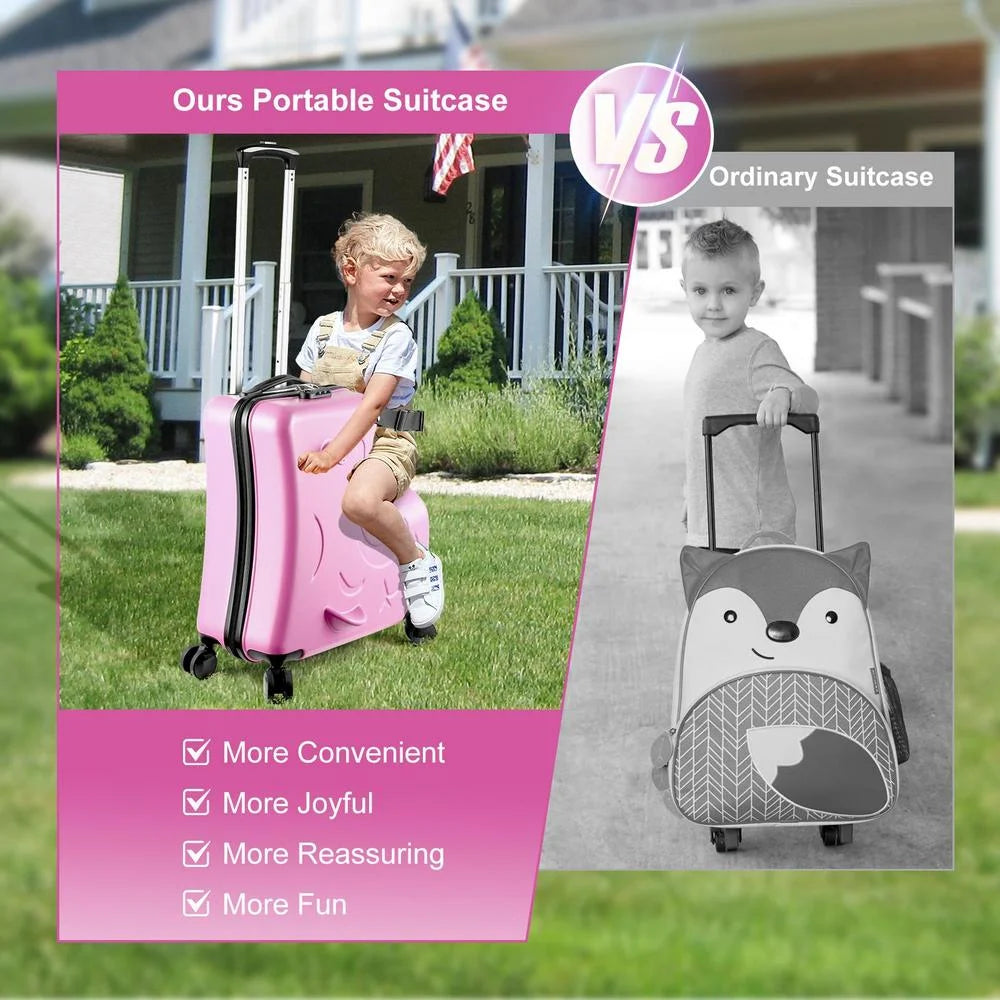 VAHIGCY Kids Luggage, Kids Ride-on Luggage with Spinner Wheels Suitcase, Kid's Ride-On Suitcase Help Your Child Relax, Carry On Trolley Luggage with Password Lock, 20"