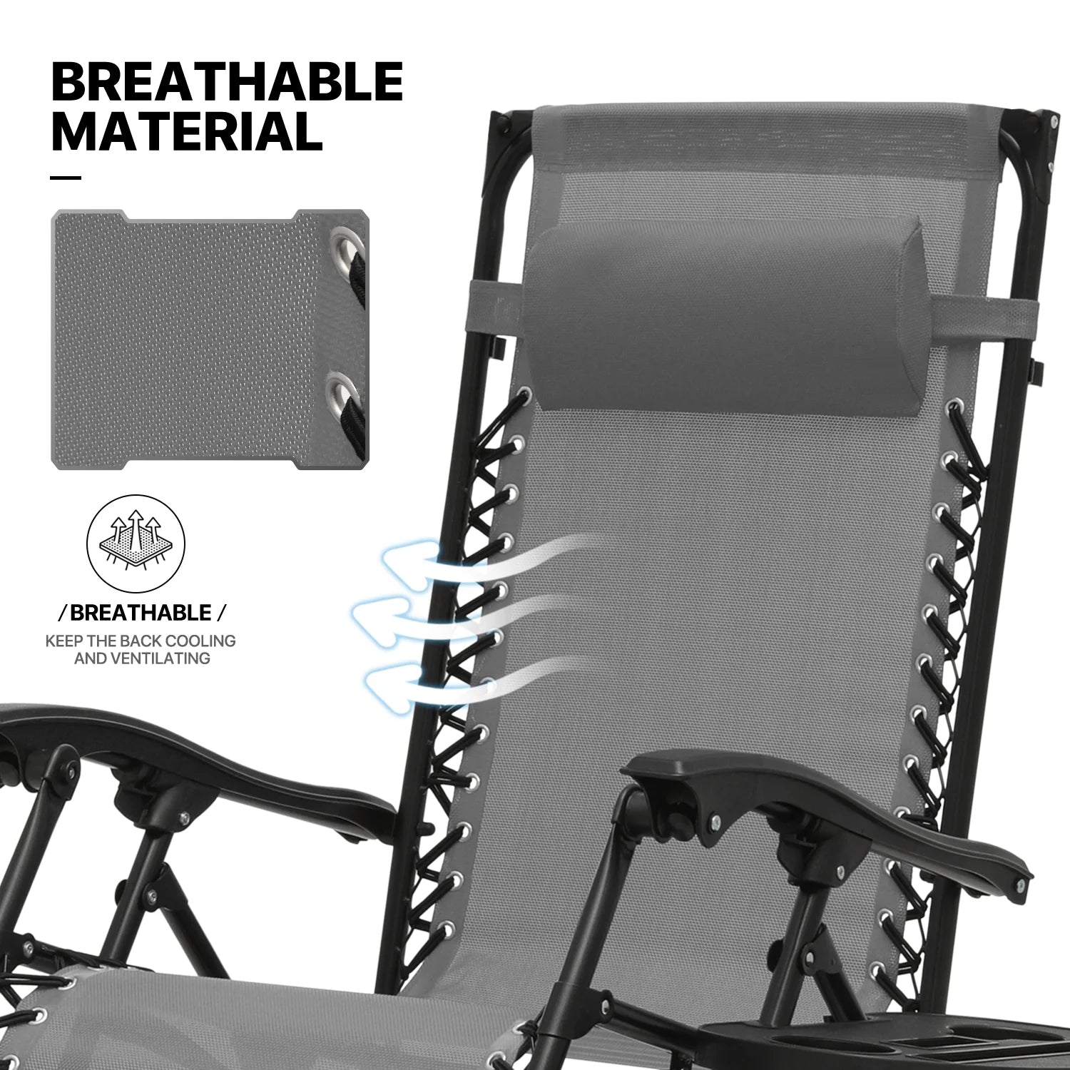MoNiBloom Zero Gravity Chairs Set of 2, Folding Outdoor Patio Beach Recliner with Canopy Shade & Headrest, Black
