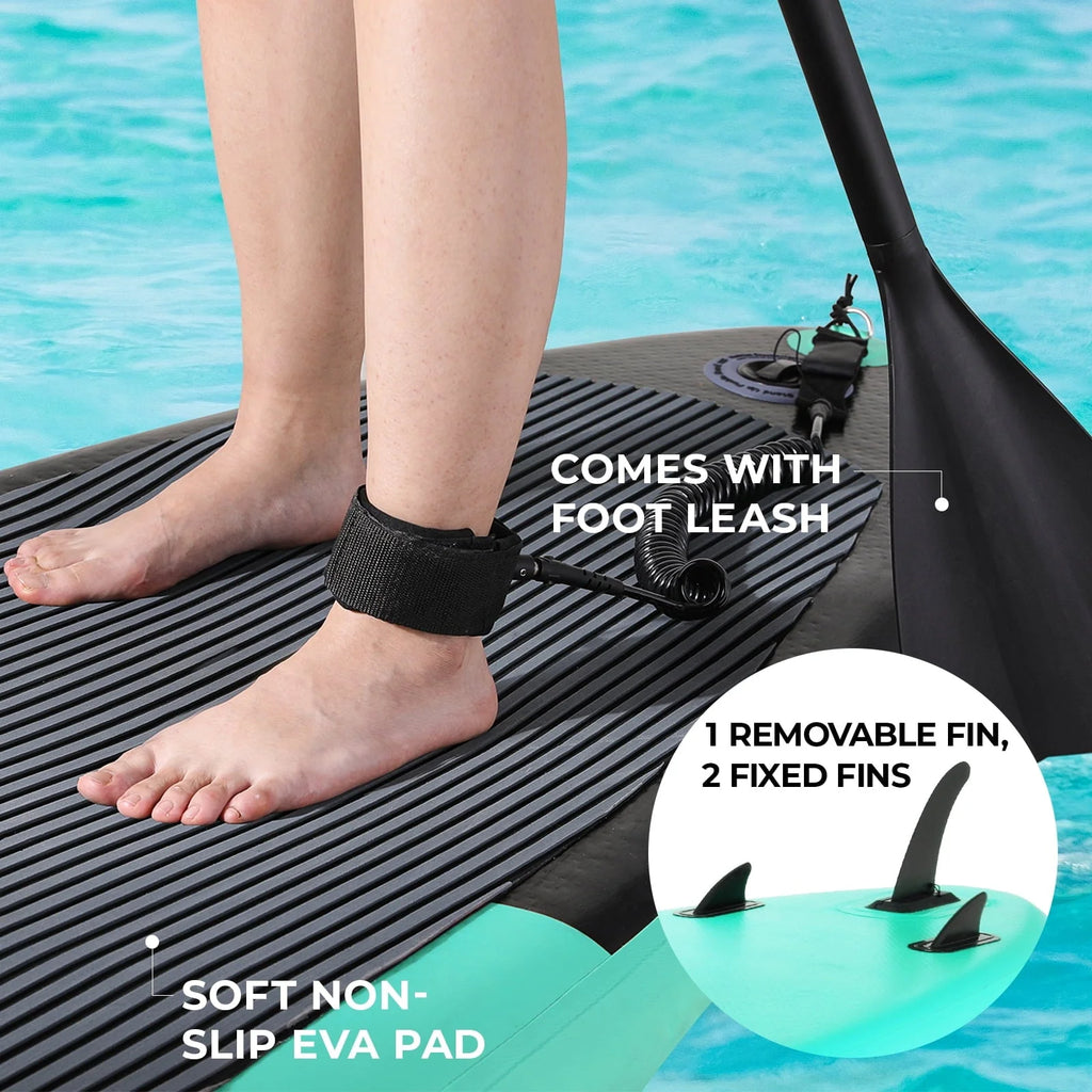 Arlopu Portable 10' Inflatable Stand Up Paddle Board with Aluminum Paddle, Leash, Hand Pump & Backpack for Youth Adult