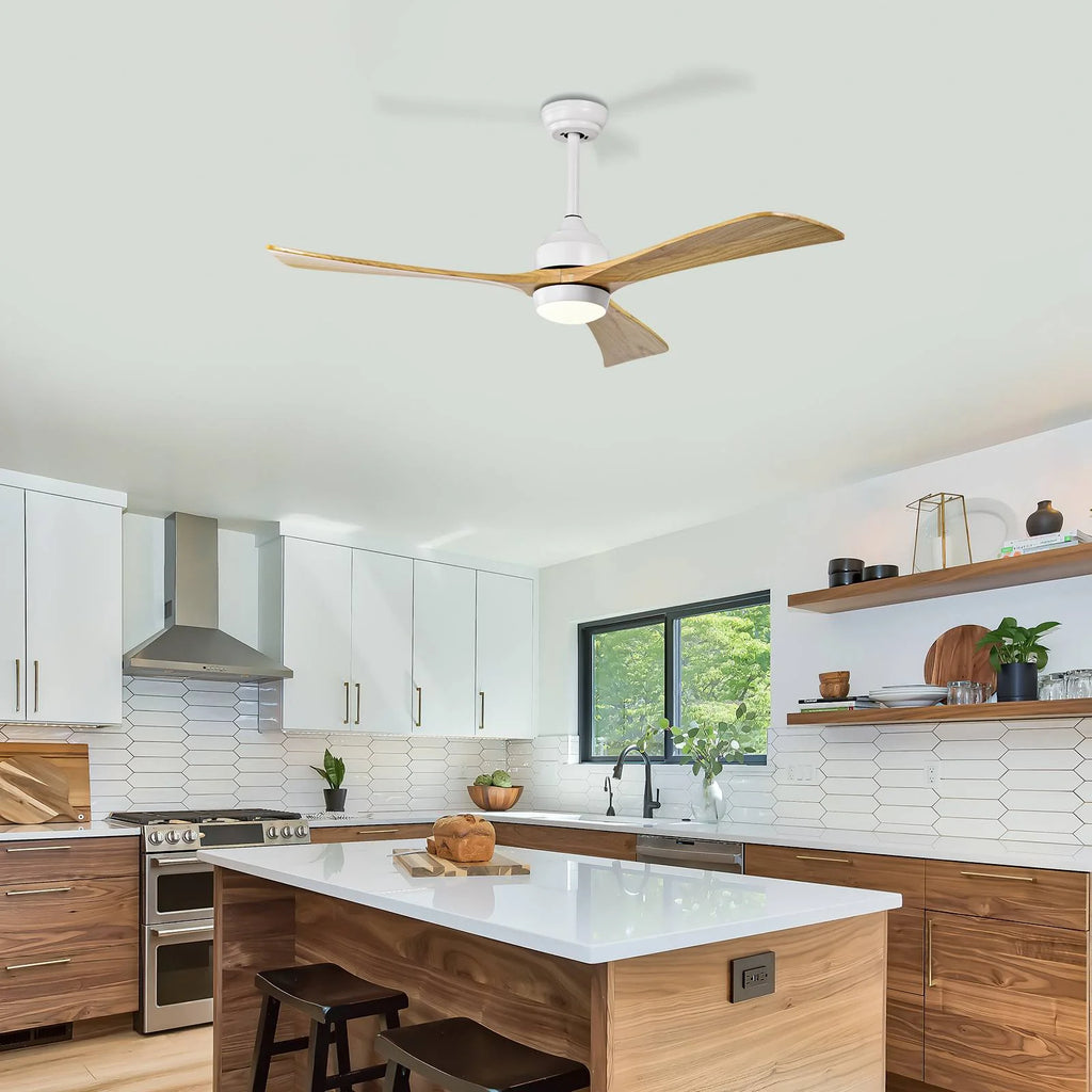 52" Ceiling Fan with Lights Remote Control,Quiet DC Motor 3 Blade Ceiling Fans 6 Speed Levels,Reversible Ceiling Fan, for Patio Living Room, Bedroom, Office,Indoor.(Matte Black +Black Walnut )