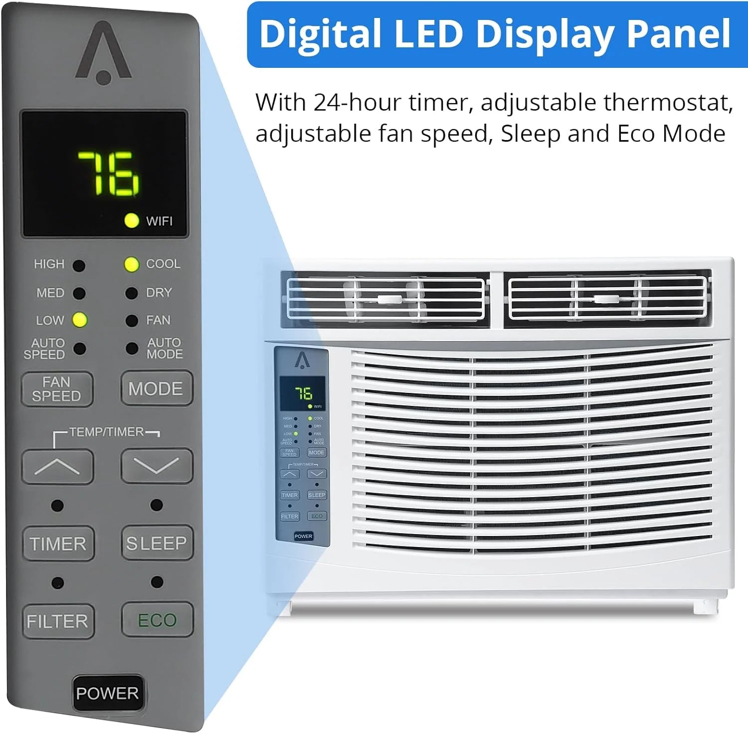 GAOMON Smart 6000 BTU Window Air Conditioner ?C WiFi-Enabled AC with Remote & App Control, Timer, Sleep Mode, Easy Install Kit, Cools Rooms Up to 350 Sq. Ft, 115V, White