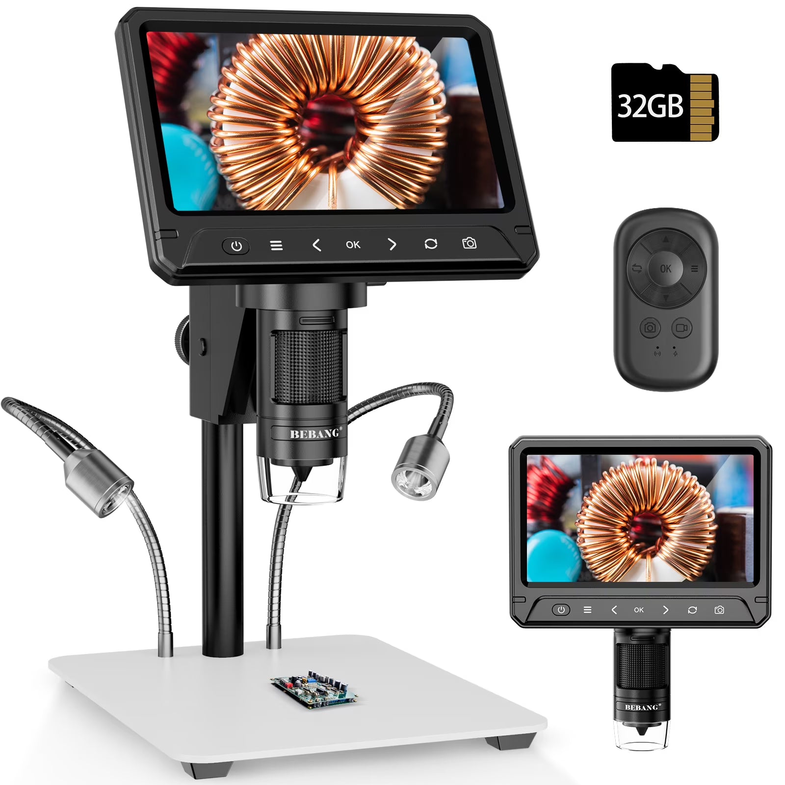 BEBANG 7" LCD Digital Microscope, 1200X Soldering Microscope for Error Coins Adults Kids, Windows, MacOS