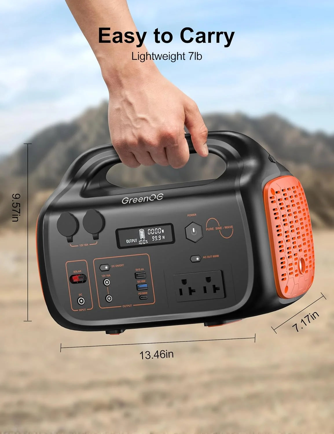 GreenOE Portable Power Station 1000W 1024Wh Solar Powered Generator with 100W Solar Panel, Camping Power Bank for Outdoors Travel Hunting Home Lithium Battery Backup