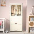 Montary Kids Portable Wardrobe w/ Magnetic Doors & Hanging Rod - 4-Cube Plastic Storage Cabinet,Nursery/Bedroom