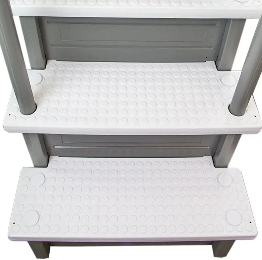 Non-slip entry steps for pools | Grey | For above-ground pools | Can be installed on terraces with a height of 122 to 137 cm | Load capacity up to 136 kg