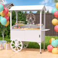 Candy Cart with Wheels for Party��Wood Dessert Cart with Storage Cabinet