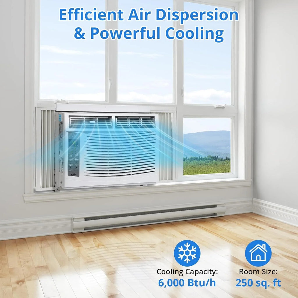 GAOMON Smart 6000 BTU Window Air Conditioner ?C WiFi-Enabled AC with Remote & App Control, Timer, Sleep Mode, Easy Install Kit, Cools Rooms Up to 350 Sq. Ft, 115V, White
