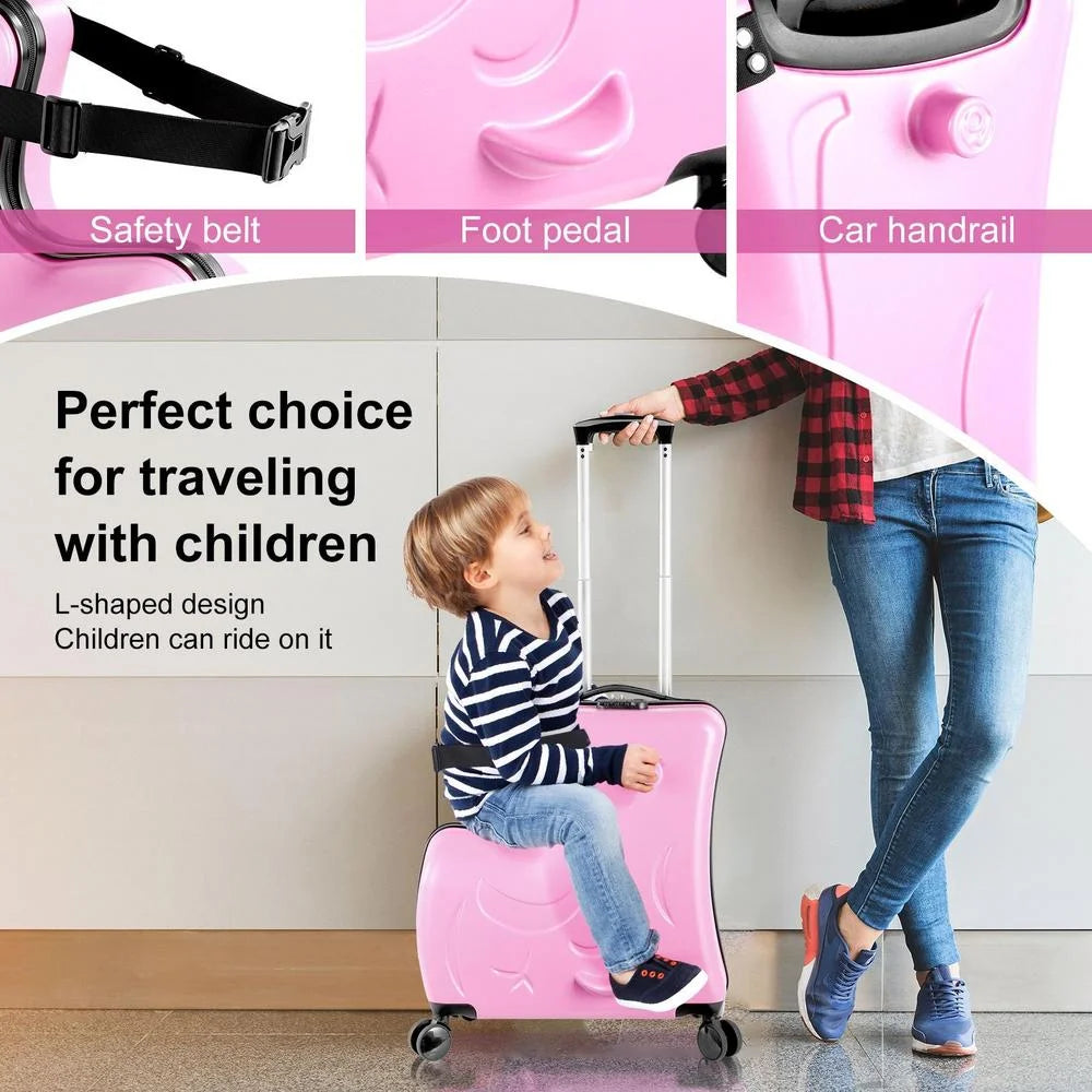 VAHIGCY Kids Luggage, Kids Ride-on Luggage with Spinner Wheels Suitcase, Kid's Ride-On Suitcase Help Your Child Relax, Carry On Trolley Luggage with Password Lock, 20"