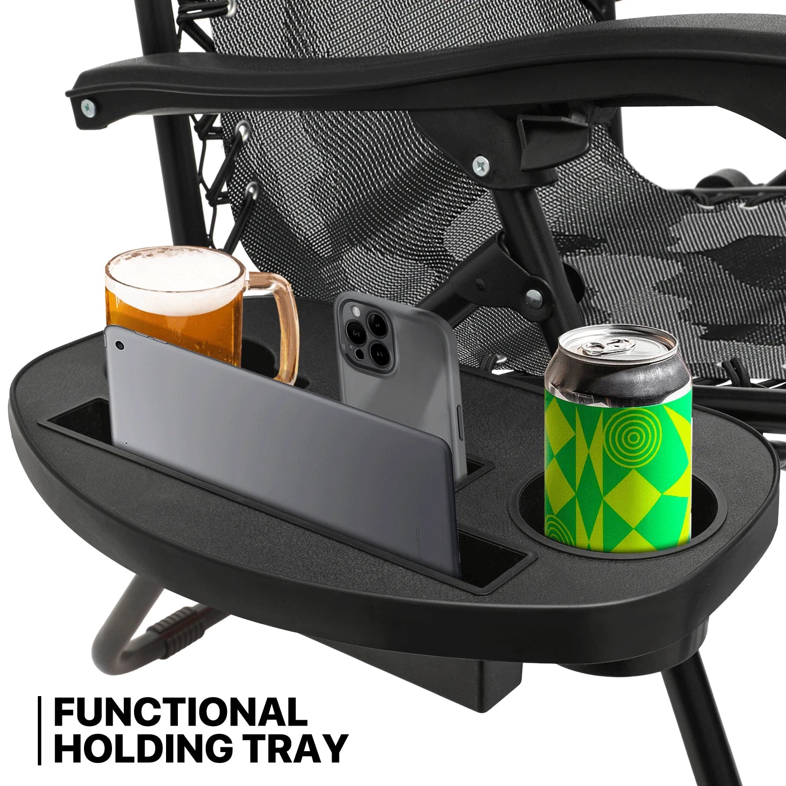 MoNiBloom Zero Gravity Chairs Set of 2, Folding Outdoor Patio Beach Recliner with Canopy Shade & Headrest, Black