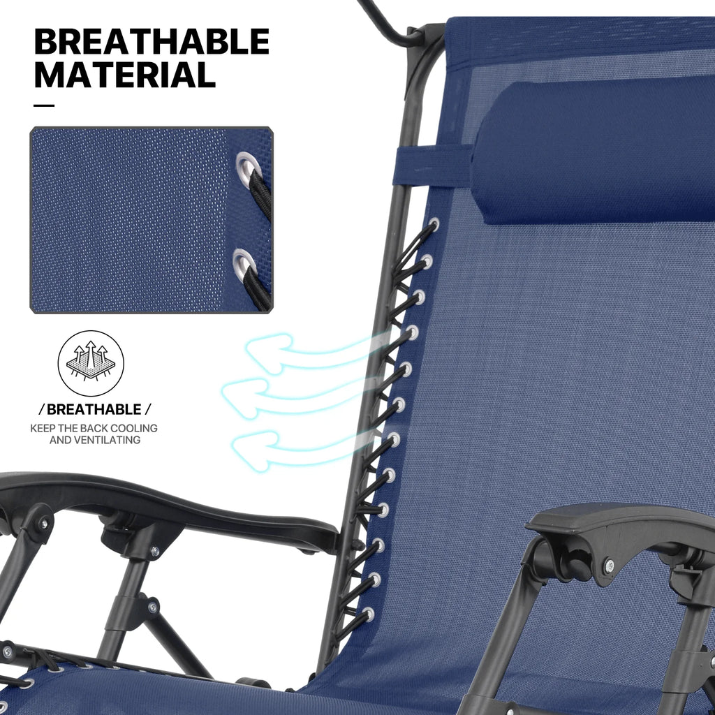 MoNiBloom Zero Gravity Chairs Set of 2, Folding Outdoor Patio Beach Recliner with Canopy Shade & Headrest, Black