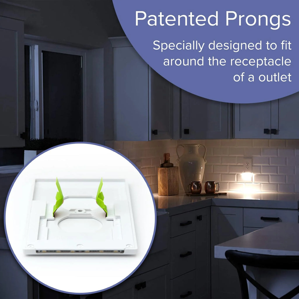 6 Pack - SnapPower GuideLight 2 [For Duplex Outlets] - Replaces Plug-In Night Light - Electrical Receptacle Wall Plate With LED Night Lights - Auto On/Off Sensor - (Duplex, White)