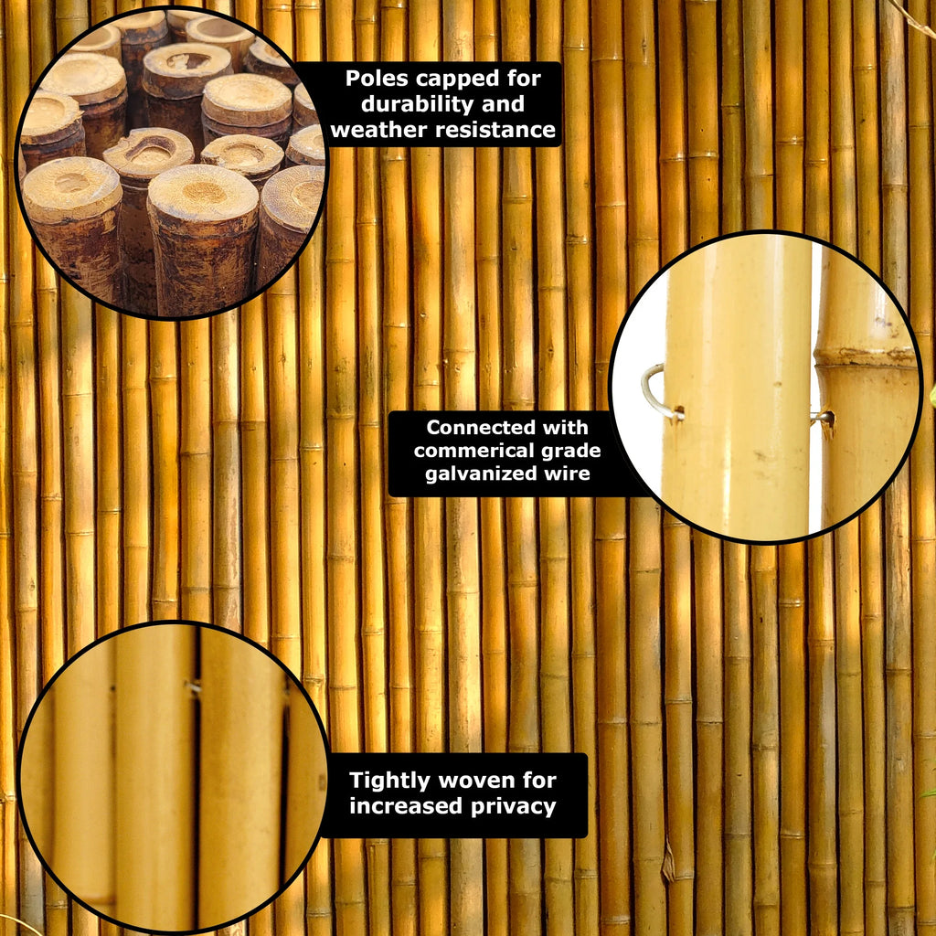 Backyard X-Scapes Bamboo Fence Panel, Natural Black, 4' H x 8' L