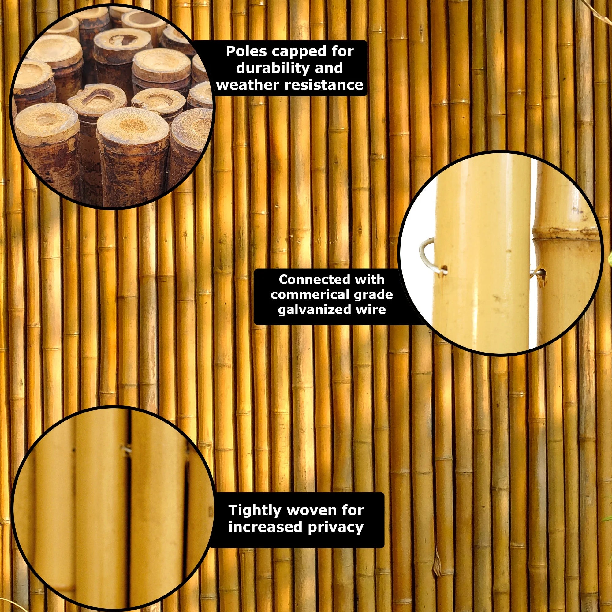 Backyard X-Scapes Bamboo Fence Panel, Natural Black, 4' H x 8' L