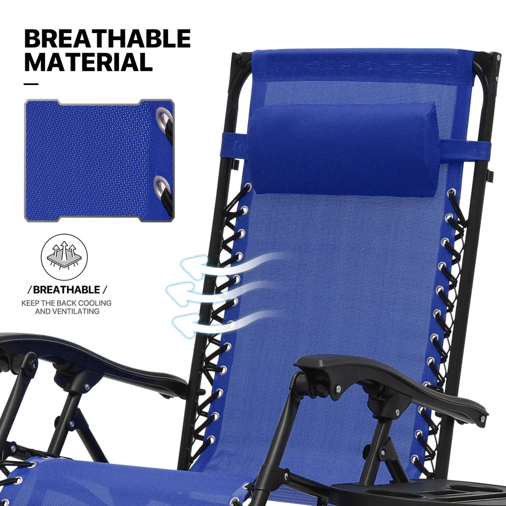 MoNiBloom Zero Gravity Chairs Set of 2, Folding Outdoor Patio Beach Recliner with Canopy Shade & Headrest, Black