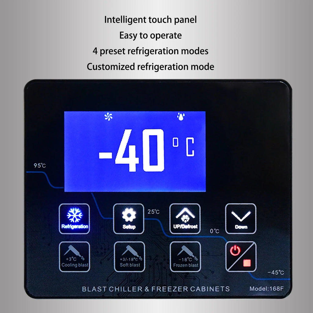 Kolice Commercial Heavy Duty 15 Trays Blast Chiller with Trolley Cart, Chest Freezer, Restaurant Freezer Cabinets, Shock Freezing Blast Freezer-Lowest temperature -40??F(-40??C)