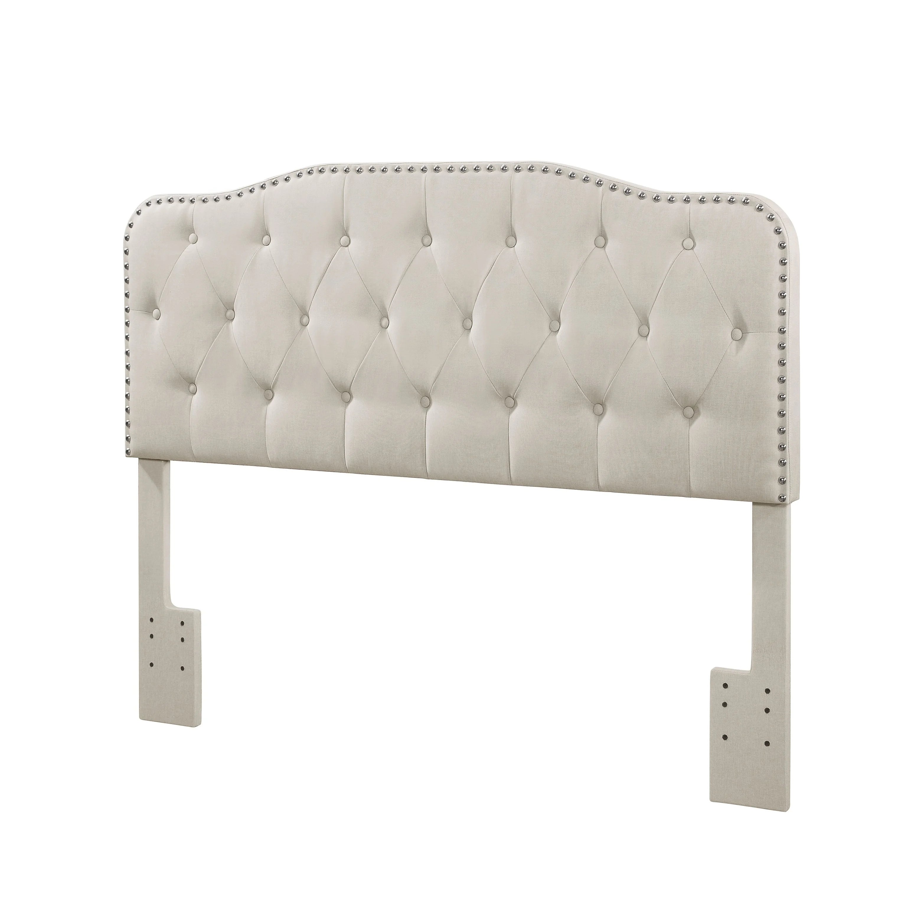 Tufted Gray Linen Headboard for Queen and Full Bed